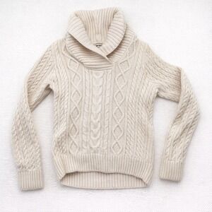 Vintage‎ Wainscott Cable Knit Sweater Turtleneck Pullover Women's Medium Beige